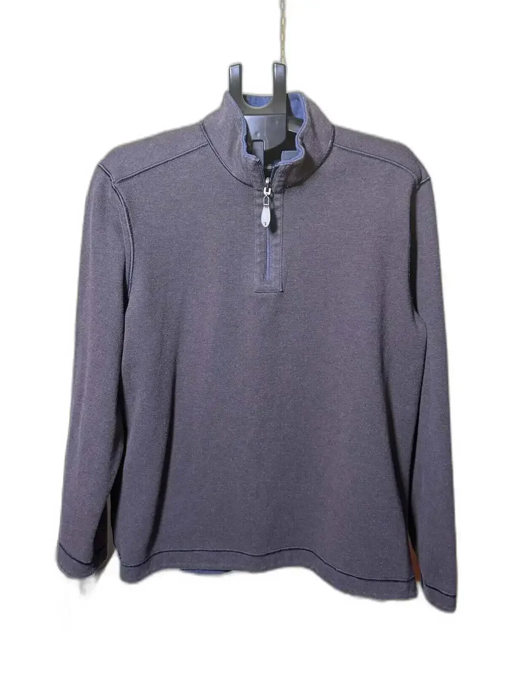Reversible 1/4 Zip Mock Neck Sweater Mens 2XL Navy Brown